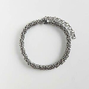 Classic vintage medieval turkish round weave chain mail silver mini bracelet